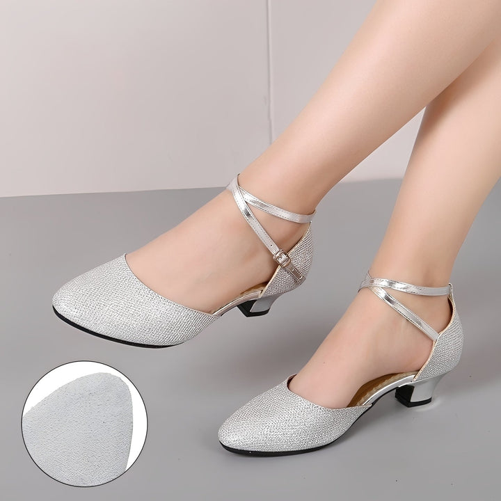 Piper Spruce Block-Heel Pumps – Silver