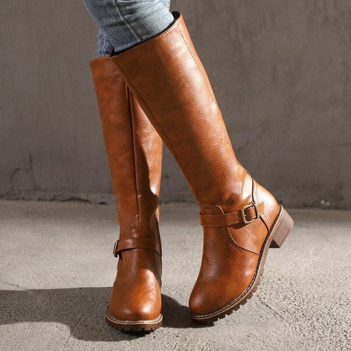 Brenna Spruce Knee-High Boots – Brown