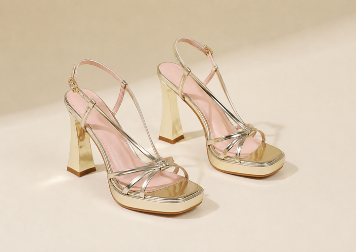 Kendall Ridge Platform Heels – Gold