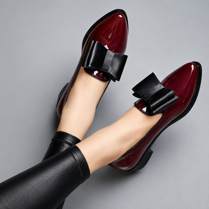 Shelby Ridge Mary Jane Flats – Black/Burgundy