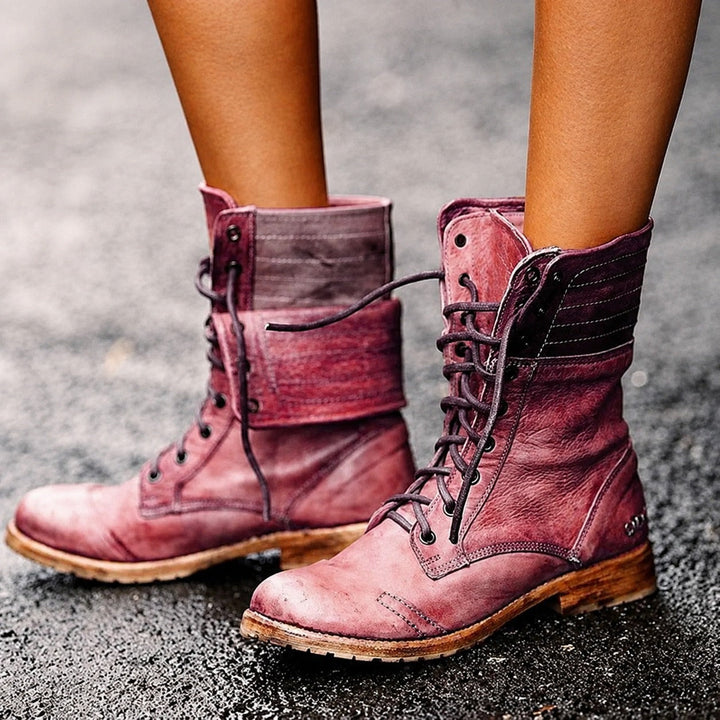 Brielle Ridge Ankle Boots – Red