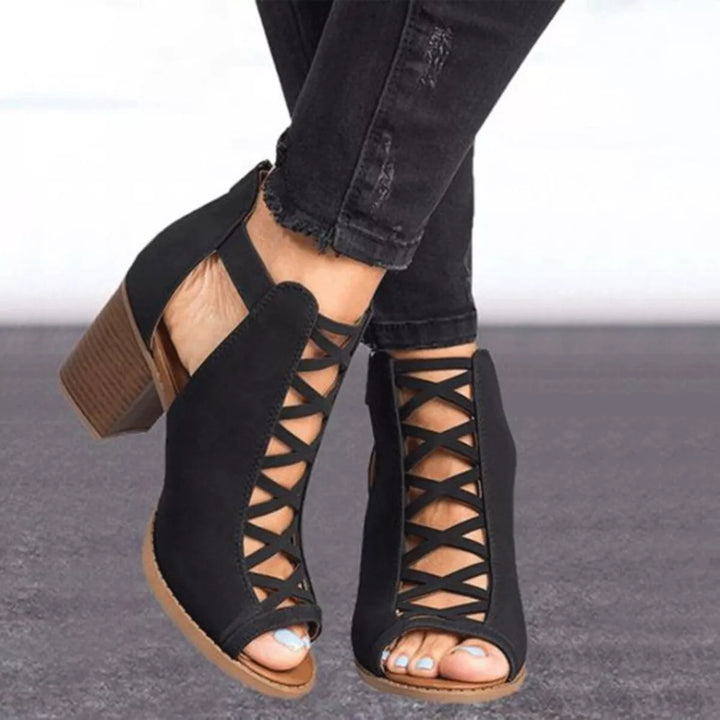 Lennox Valley Heeled Sandals – Black
