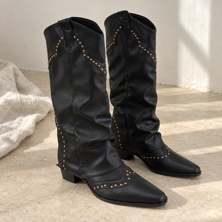 Kinsley Spruce Western Ankle Boots – Black