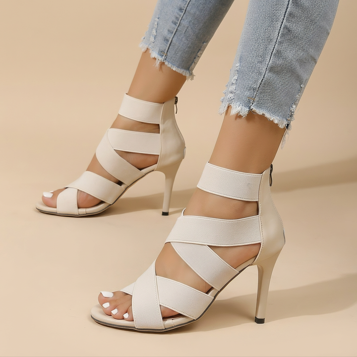 Makenna Ridge Heeled Sandals – White
