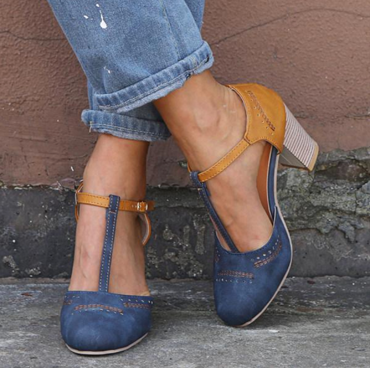 Hazel Carmel T-Strap Pumps by Steppina